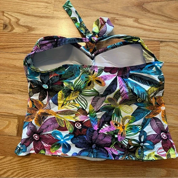 La Blanca Multicolor Patterned Swim Top Sz 12 - Picture 2 of 10
